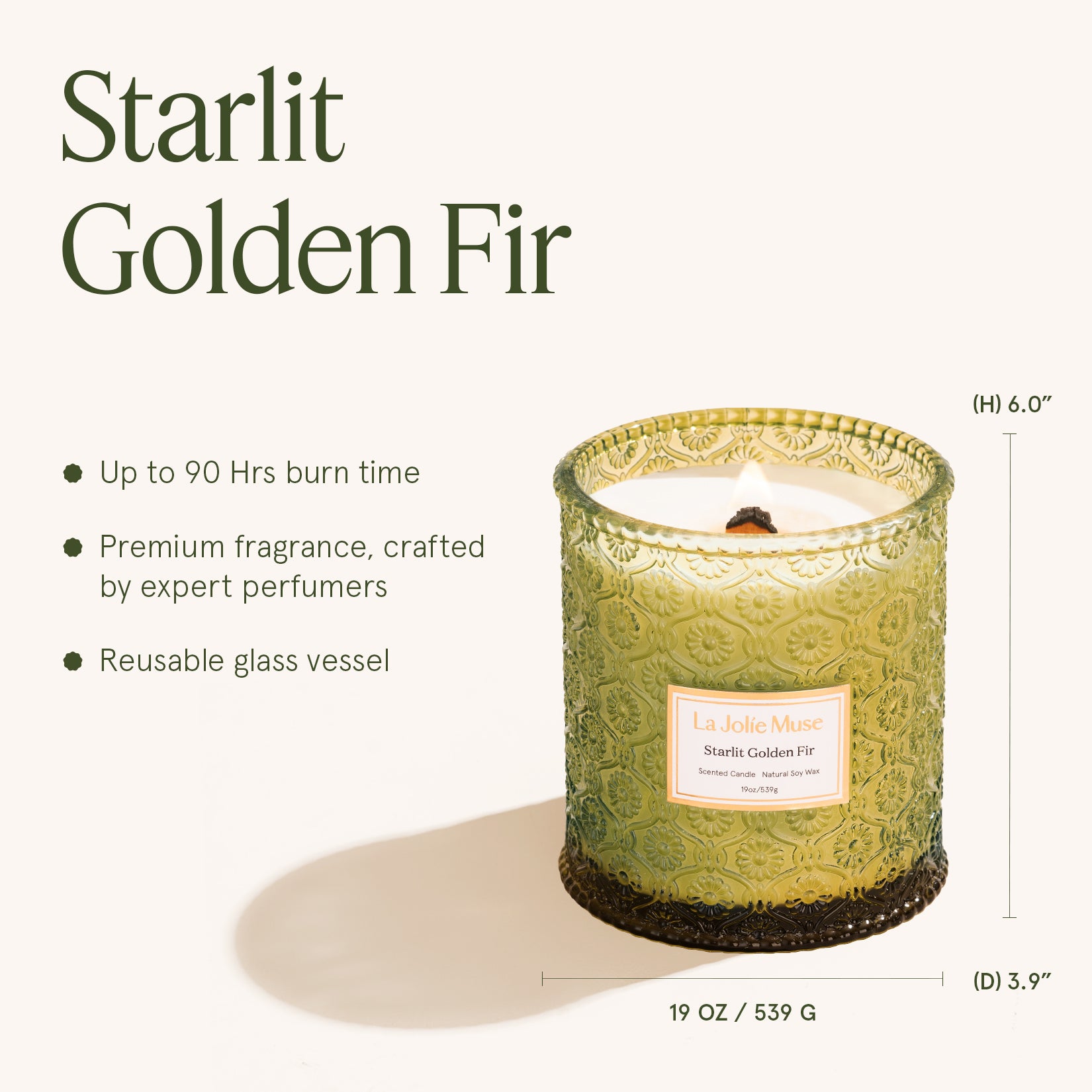 Maelyn - Starlit Golden Fir 19oz Candle – LA JOLIE MUSE