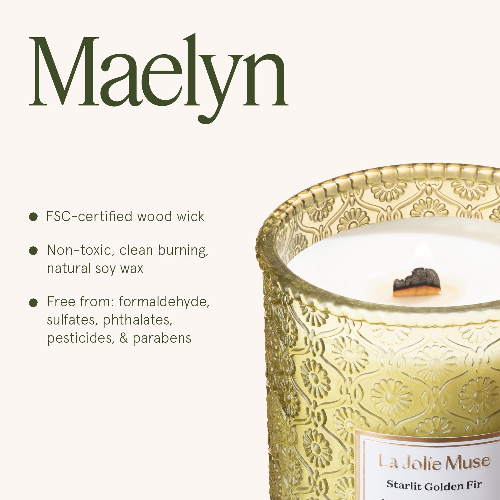 Maelyn - Starlit Golden Fir 19oz Candle – LA JOLIE MUSE