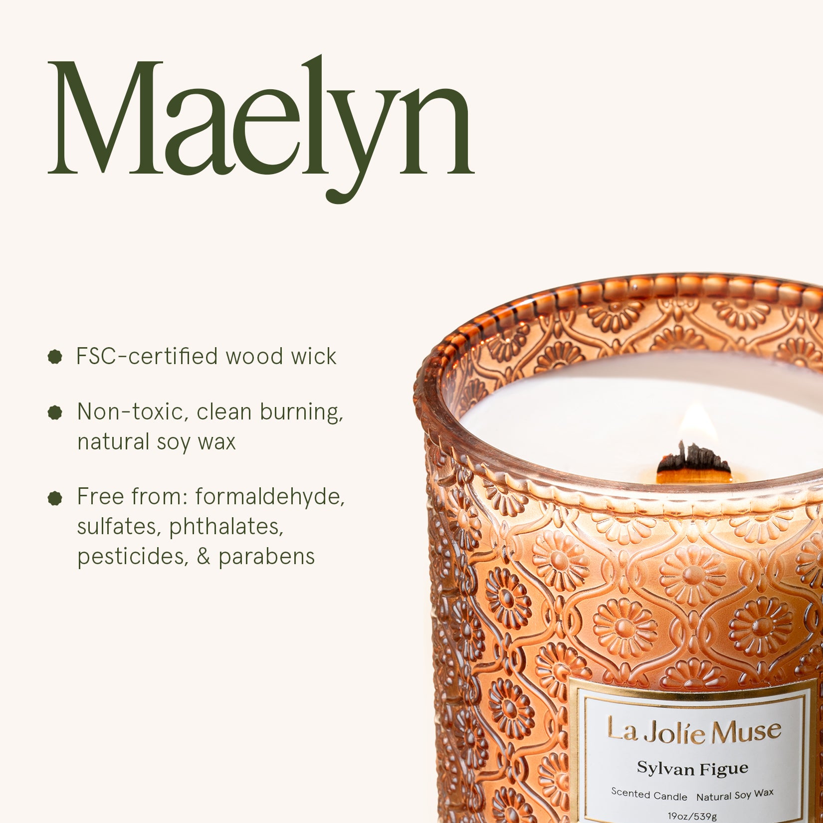 Maelyn - Sylvan Figue 19oz Candle – LA JOLIE MUSE