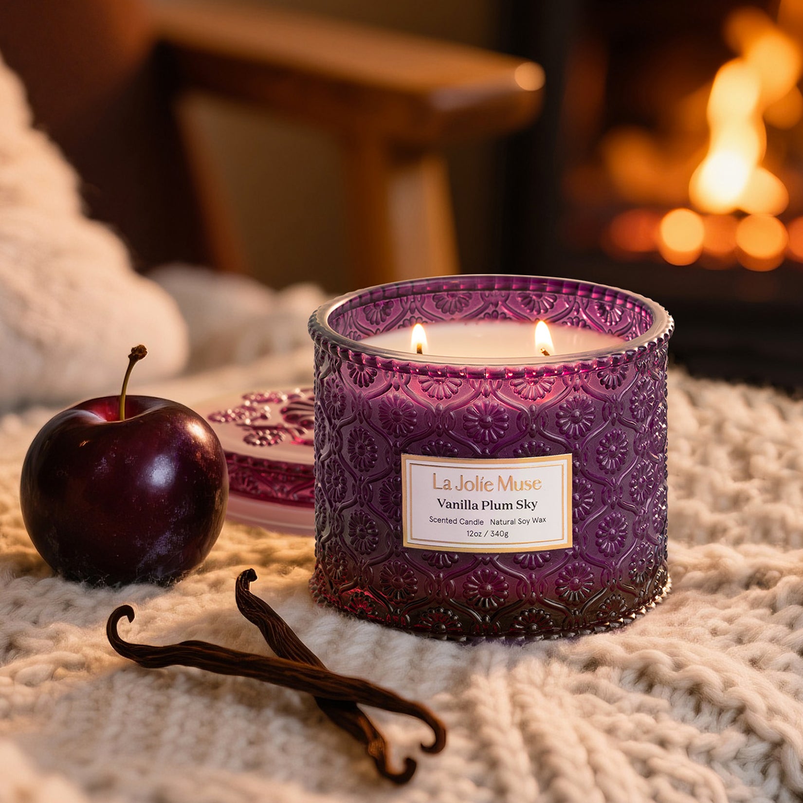 Maelyn - Vanilla Plum Sky 12oz Candle Candles Maelyn_VanillaPlumSky_PDP_12oz_4_d40d32fb-78d2-48be-ba83-d2b411319d4e La Jolie Muse