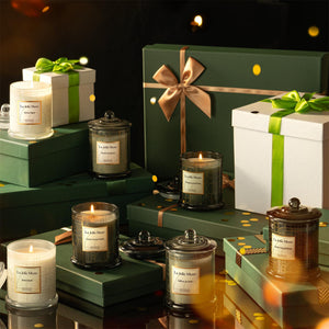 Collection shot of Roesia candles in various scents with gift boxes - view 2