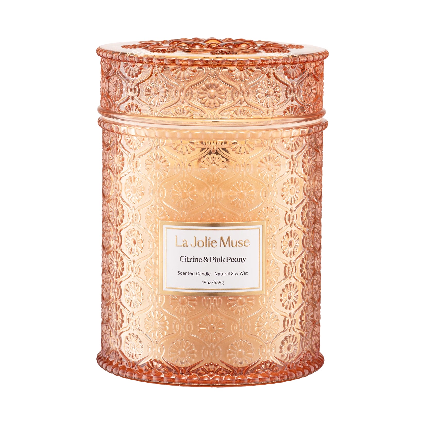 Maelyn - Citrine & Pink Peony 19oz Candle Candles e354abef09276d0a3cbfad15352d0c62 La Jolie Muse