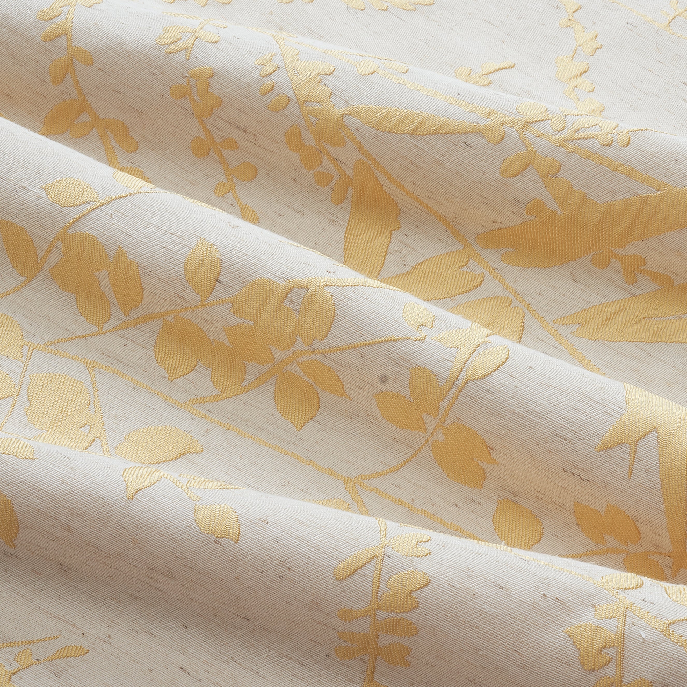 Chantal Leafy Jacquard Creamy White and Golden Yellow Cotton Duvet Cover Set of 3