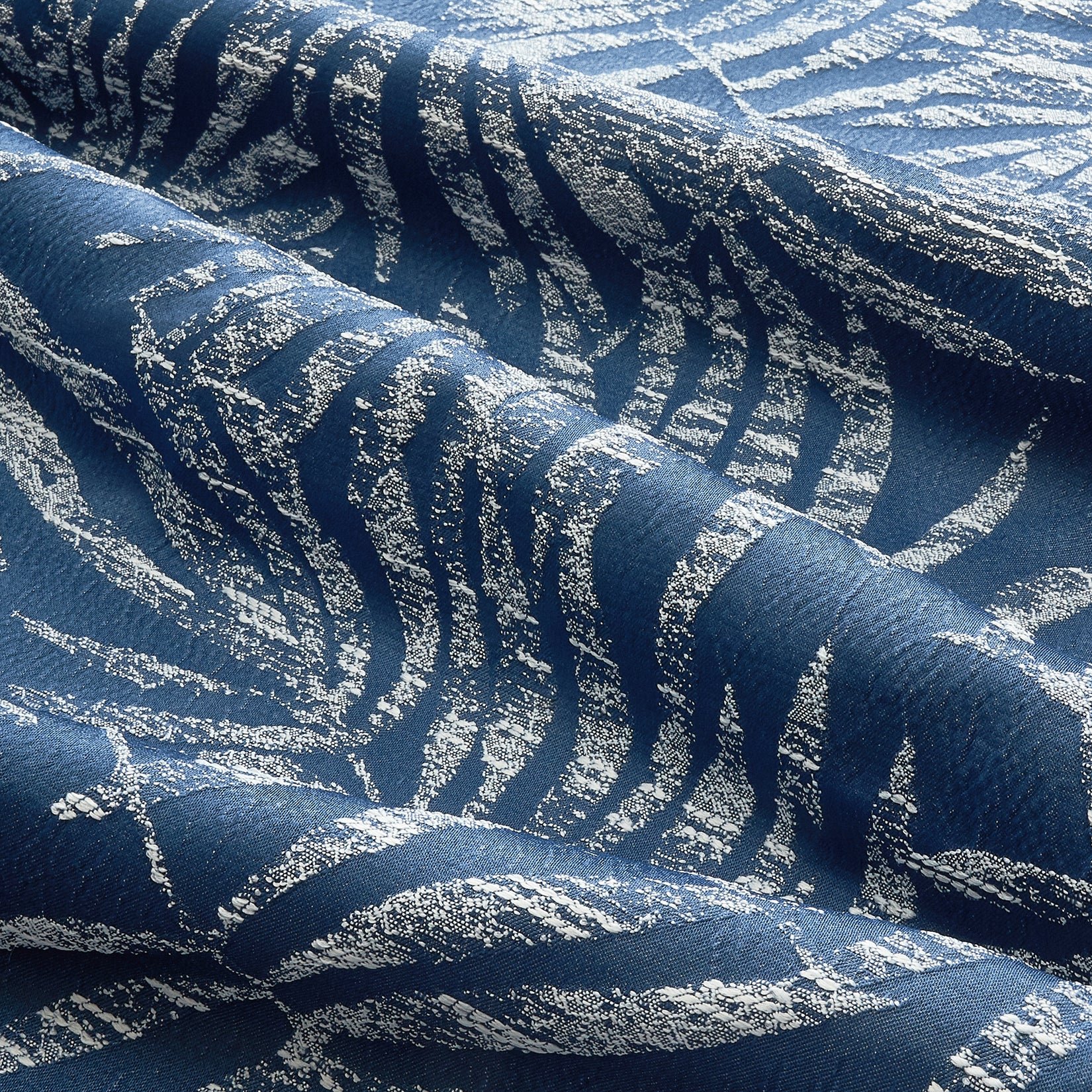Carl Leafy Jacquard Navy Blue Cotton Duvet Cover Set of 5