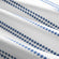 Close up details of Camille Blue Stripe Cotton Sheet Set. Blue and white dotted sheet.