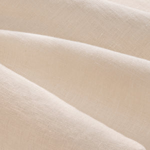 Close up details of Olivia blush pink stripe linen sheet set. Blush pink linen bedsheet set close up.