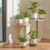 Three sets of marble pattern planters in different colors are placed in a staggered way.