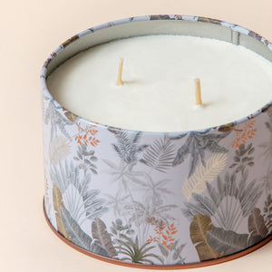 A close up of Black Coffee candle, showing its double cotton wicks.