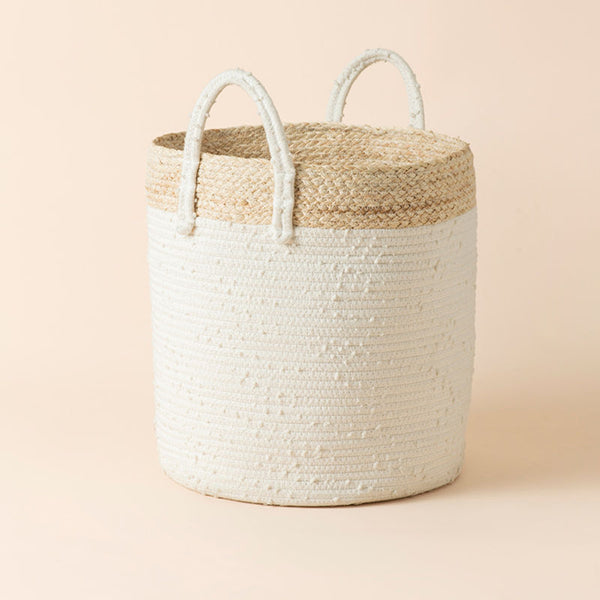 La Jolie Muse Montrésor White & Linen Cotton Rope Storage Baskets - White