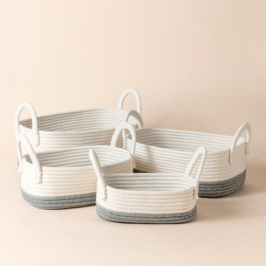 Two-Piece Set Cotton and Jute Hampers - White – LA JOLIE MUSE