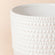 A close-up of the white planter, showing its ceramic and chic hobnail pattern features.