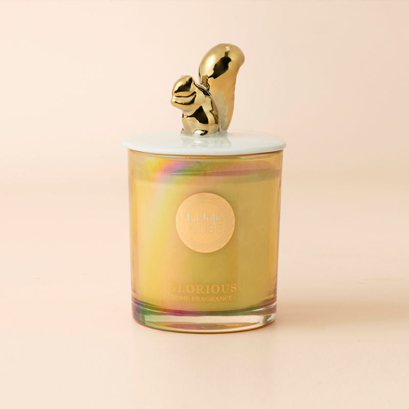 Rose Floral candle in an iridescent glass jar, 8.5 oz/240g in weight.