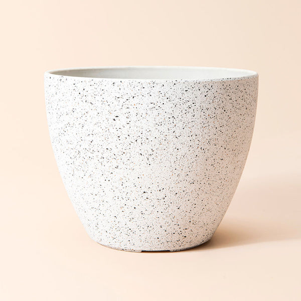 Modern 10 x 8 inch Lacquered White Stoneware Pot Planter