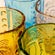 A zoomed picture of the four drinking glasses, showing the irregular shapes of the glasses.