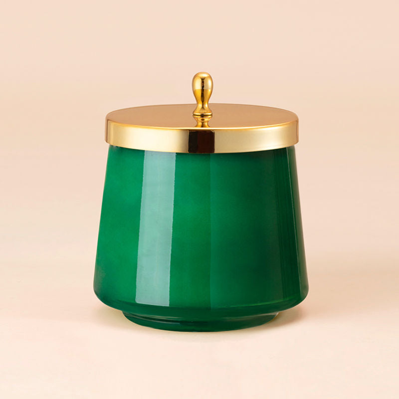 Balsam and Cedar oval candle in a emerald jar, 12.3Oz/350g in weight.