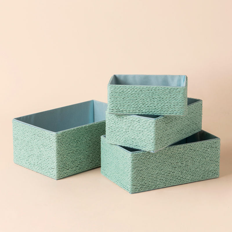 La Jolie Muse Havre Mint Green Paper Rope Storage Baskets Set of 4