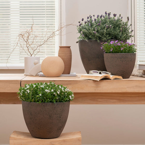 Rock Gray Pots Set of 3 - Plastic Planter