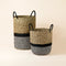 Chamonix Handmade Seagrass & Paper Sewing Hamper Storage Basket Set of 2