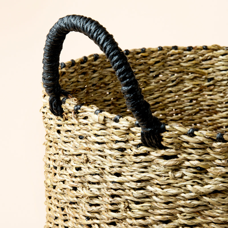 Chamonix Handmade Seagrass & Paper Sewing Hamper Storage Basket Set of 2